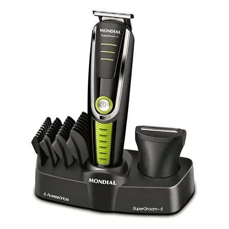 Cortador De Cabelo Mondial Super Groom 6 Bg-04 Melhor Categ Preto/verde