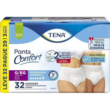 Roupa Íntima Tena Pants Confort G/EG Leve 32 Pague 29 unidades