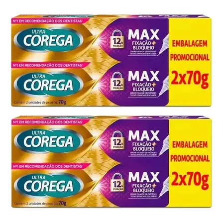 Corega Ultra Creme Fixador 4 X 70g Total 280g